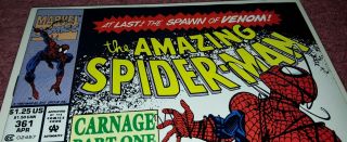 The Spider - Man 361 1st Printing Carnage Appearance Newsstand 1 Owner 3