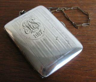Antique German Silver Dance Card Powder Compact Chatelaine Coin Purse Case