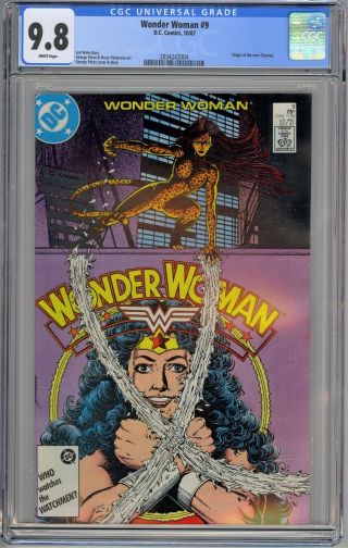 Wonder Woman 9 Cgc 9.  8 Nm/mt Wp Origin Of Cheetah Dc Comics 1987 Movie 1984