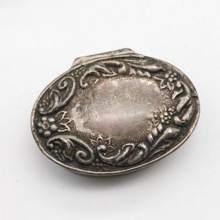 Vintage Solid Sterling Silver Victorian Style Pill Snuff Box