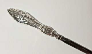Antique Victorian Silver Button Hook - Acanthus Leaf - 1900 22cm