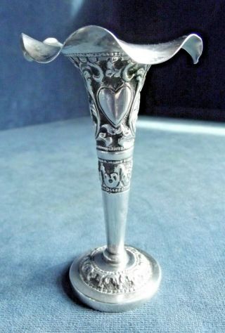Ornate Solid Silver Posy Vase C1900