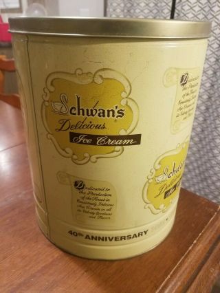 Vintage 40th Anniversary Schwan ' s Delicious Ice Cream Advertisement Tin 4