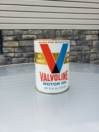 Vintage Valvoline All - Climate Motor Oil Full Quart Composite Can Sae10w - 20w - 30