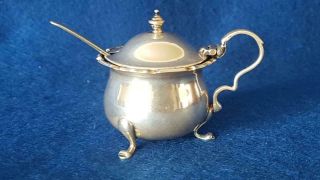 Australian Fairfax Roberts H/m B’ham 1911 Silver Mustard Pot W Liner & Spoon