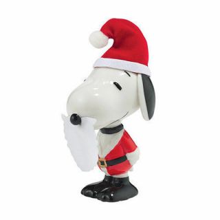 Snoopy Christmas Peanuts Figurine Dept 56 Santa Snoopy Porcelain Fabric