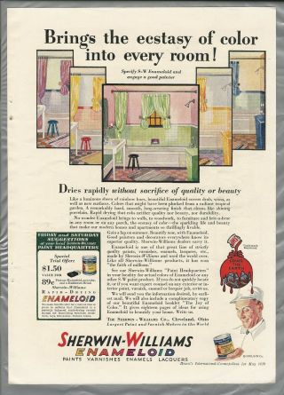 1930 Sherwin Williams Paint Advertisement,  Color Artwork,  Bathroom