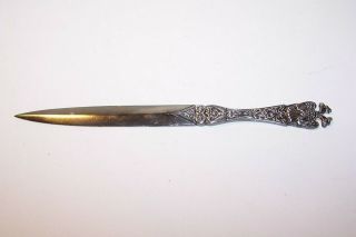 Ornate 800 Silver Letter Opener With Double Eagle Head