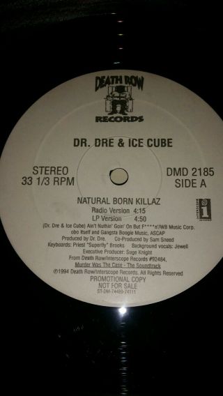 RARE 1994 DEATH ROW RECORDS DRE/ICE CUBE NATURAL BORN KILLAZ PROMO VINYL 2