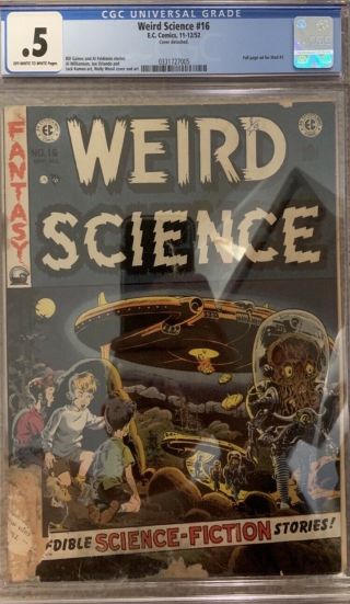 Weird Science 16 Cgc 0.  5 Ow - W Pgs Full Page Ad For Mad 1.  Mars Attacks Aliens