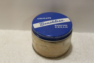 Vintage Colgate Brushless Shaving Cream Glass Jar Partially Full
