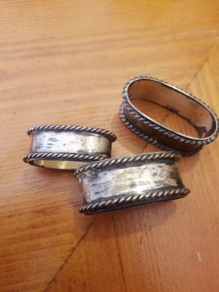 Set Of Three Napkins Rings For Use Or Scrap 835 Sterling 80 Grams Vintage
