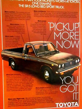 1978 Toyota Sr 5 Long Bed Truck Print Ad 8.  5 X 11 "