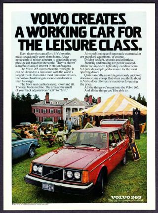 1976 Volvo 265 Station Wagon Photo " Car For Leisure Class " Print Ad
