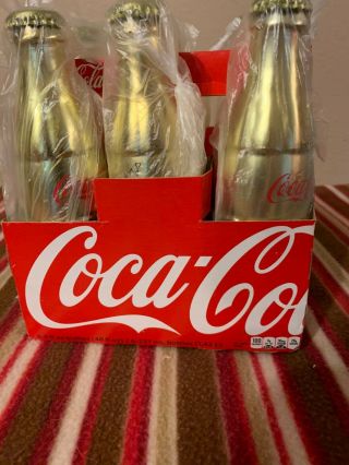 Coca - Cola Gold Collector Glass Bottle Coke Six Pack