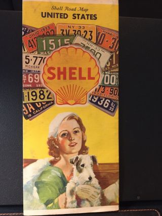 Vintage 1933 Shell Oil Road Map United States.