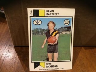 Old Kevin Bartlett Scanlens Gum Vfl Footy Card Richmond No 40 1974