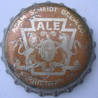 Adam Scheidt Brew.  Co.  Beer Bottle Cap; Norristown; Pa Tax Keystone; Cork