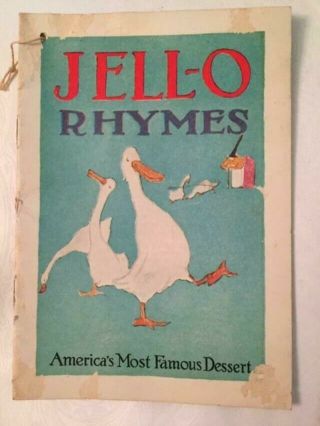 Antique Jello Advertising Booklet Jell - O Rhymes 1920s Recipe Book Illustrated