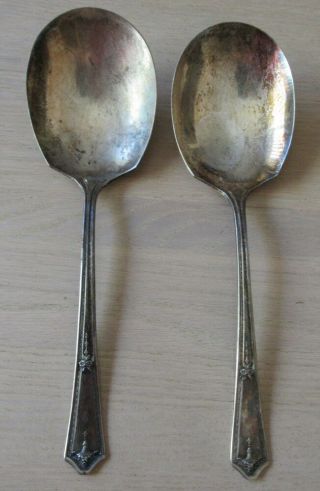 1924 R.  C.  Co.  Bouquet Serving Spoons Vintage Large 9 " Silverplate Casserole Two