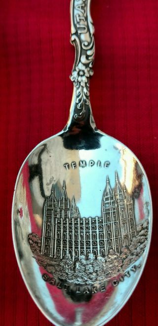 Antique Sterling Silver Commemorative Souvenir Spoon Mormon Temple