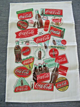 Vtg 1999 Coca - Cola Cotton Tea Towel By Kay Dee Designs 24 X 18 - Nos