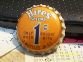 (6) Vintage Hires Special 1 cent soda Bottle Caps with cork 2
