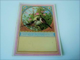Victorian Trade Card Spring Birds Flowers Church,  Brown & Co.  Shoe Manufacturers