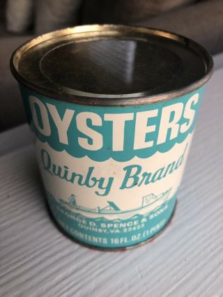 George D Spence & Sons Quinby Brand Oysters Quinby,  Va 612 Pint 16 Oz.  Tin Can