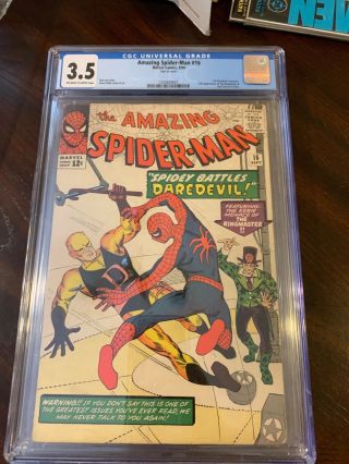 Spiderman 16 Cgc 1st Daredevil Crossover Rare Silver Age Key Issue