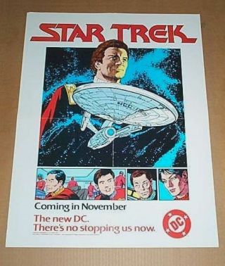 1983 Dc Comics Star Trek Promo Poster:william Shatner Captain Kirk/80s