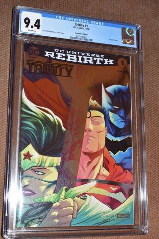 Trinity 1 Rebirth Cgc 9.  4 Rare Foil Convention Variant Justice League Batman