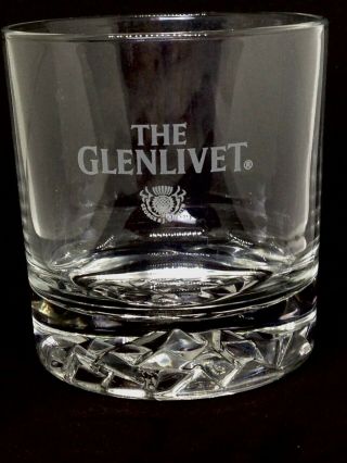 Glenlivet Scotch Whisky Double Old Fashioned Rocks Glass Diamond Cut Etched Logo