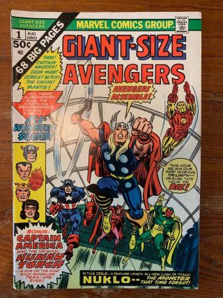 Giant - Size Avengers 1,  1974,  8.  5 Very Fine,  1st App Nuklo,  Human Torch,  Mantis