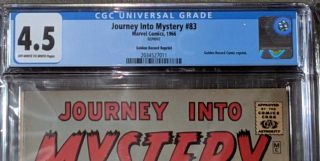 Journey Into Mystery 83 CGC 4.  5 Marvel 1966 Golden Record Reprint 1st app.  Thor 2