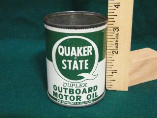 Vintage Rare Quaker State Duplex Outboard Boat Motor Oil Can Empty 8oz 2 Cycle