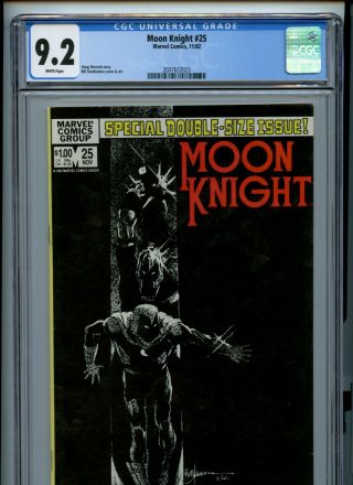 Moon Knight 25 Cgc 9.  2 1982 White Pages Marc Spector Sienkiewicz Cover Art Htf
