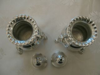 Vintage Arthur Price Silver Plated Salt and Pepper Shakers Lion Heads and Claw F 4