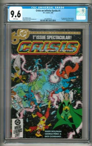 Crisis On Infinite Earths 1 (1985) Cgc 9.  6 White Pages Perez " Blue Beetle "