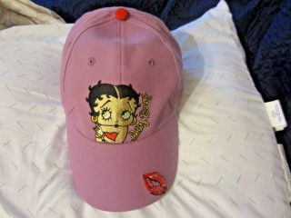 Betty Boop Pink Baseball Ball Cap Hat Embroidered Lips Adjustable Nr