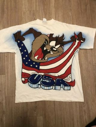 Vintage 1995 Taz Looney Tunes Usa Tshirt Size L