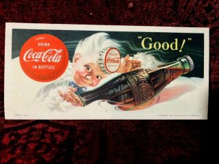 1953 Coca - Cola Ink Blotter - Haddon Sundblom Artwork - Old Stock (a4273)