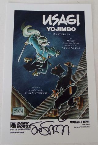 Sdcc 2018 Exclusive Usagi Yojimbo Mysteries Art Card Signed By Stan Sakai