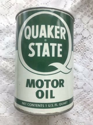 Vintage Antique Automobile Quaker State Motor Oil Advertising Quart Tin Can