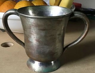 Victorian 2 - Handled Vr Pint Tankard: Silver Plated Copper