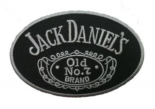 Jack Daniels Old " 7 " Silver & Black Embroidered 4 Inch Iron/ Sew On Patch