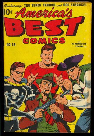 America’s Best Comics 19 Black Terror Schomburg Cover 1946 Fn -