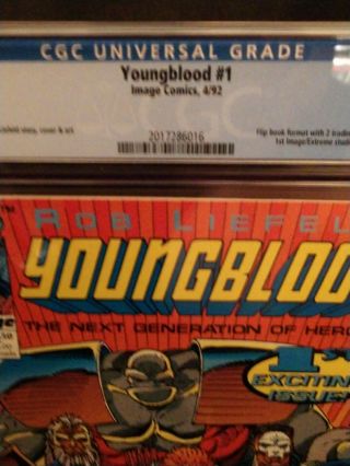 CGC 9.  8 Youngblood 1 (1992) Rob Liefeld cover,  story,  art - White Pages/New Case 3