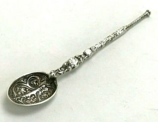 Victorian Solid Silver Floral Celtic Style Coffee Bean Spoon Nathan & Hayes 1901