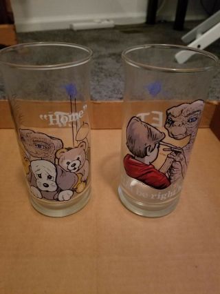 Vintage E.  T.  Drinking Glasses,  " 1982 " Pizza Hut Collectors Series
